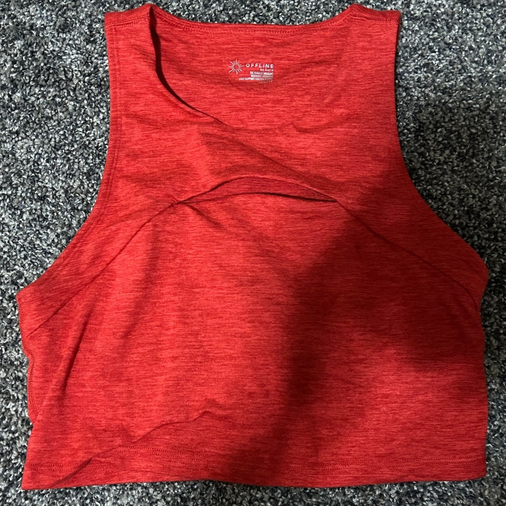 Aerie Offline Red Sleeveless Crop Top